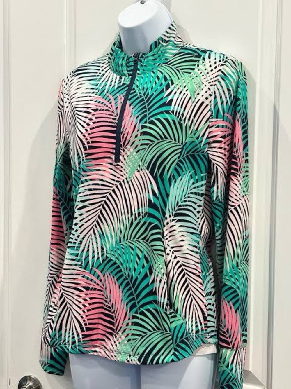 M Tommy Bahama Golf Tropical Golf 1/4 Zip Long Sleeve UPF 50 Sun Shirt Beach To